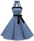 Timormode Sexy Robe Rétro Vintage Femme Année 40 50 60 Robe de Cocktail Rockabilly Décolleté 10212Small SkyBlue White 3XL