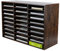 PAG 27 Compartments Office Countertop Letter File Tray, Wooden A4 Paper Storage Organiser Desk Trays Stackable for Office Home School,Brown