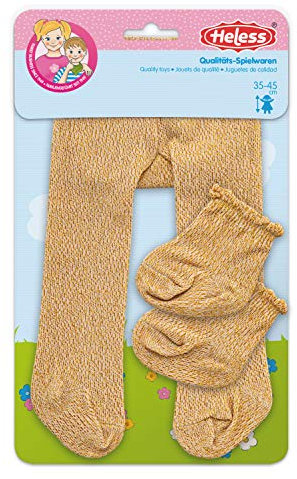 Heless 4761 - Strumpfhose mit Söckchen für Puppen, gold, Größe 28 - 35 cm