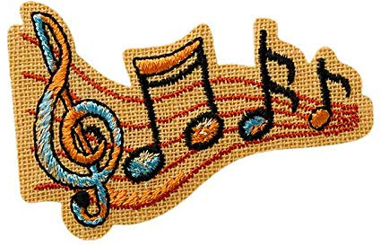 Mono Quick 0606x Vintage Music Instruments Iron-On Transfers, Guitar, Notes, Jazz Hat, Piano Patch (06069 Notes Vintage)