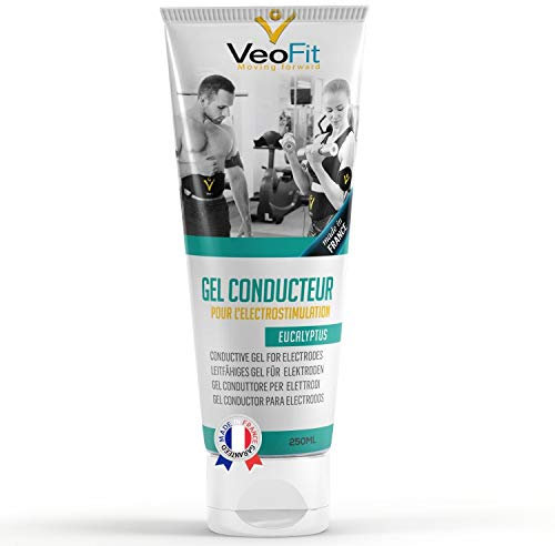 VEOFIT Leitfähiges Elektroden Kontakt Gel Eukalyptus 1x250mL für EMS TENS Geräte, Elektrostimulatoren, Elektroden Pads – Verbessert den Elektrodenkontakt und schützt die Haut