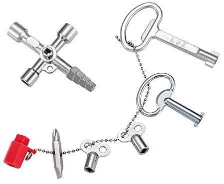 Minimprover 7 in 1 Radiator Key UK & 4 Sets for Meter Box Key, Radiator Bleed Key, Valve Key, Box-Packed