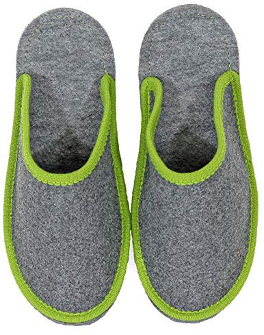 Pantoffelmann Pantofole in feltro con suola ABS I Pisello/Rosso I Taglie 36–47 I 30% lana I Traspiranti e calde I Antiscivolo e comode I Unisex