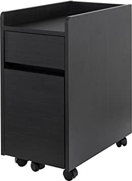 Iris Ohyama, Bürocontainer, Mobiler Aufbewahrungsschrank, mit Rollen, 2 Schubladen und 1 Regal, Dokumente & Akten, Einfache Montage, Schlafzimmer - Desk Cabinet FDK-3059- Schwarze Eiche