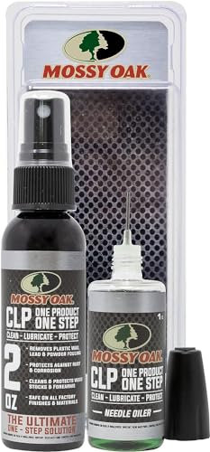 Mossy Oak Gun Oil Combo Kit | Cleaner, Lubricant, & Protectant [CLP] | One-Step Gun Cleaner and Gun Oil Lubricant | 2oz. Fine Mist Pump Sprayer & 1 oz. Needle Oiler of CLP Gun Cleaner and Lubricant