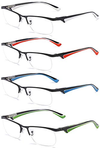 VEVESMUNDO Herren Metall Lesebrillen Halbrand Sportlich Design Hochwertige Computerbrille Halbrahmen Lesehilfen Brillen +1.0 +1.5 +2.0 +2.5 +3.0 +4.0(4 Stück Lesebrillen, 2.5)