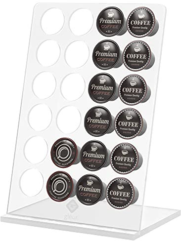 K Cups Coffee Pod Holder - Acrylic Coffee Station for Counter - Compatible with 24 Pods - Modern Display Rack and Storage for Kitchen and Office Coffee Station organization- Gleur