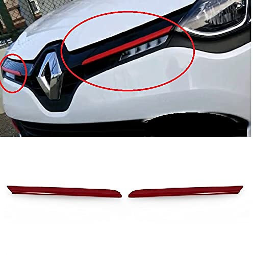 Convient pour Clio IV 2012+ calandre de couleur rouge chrome 2 pièces de bande inox…