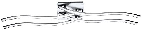 Deckenleuchte Lampe Designleuchte Schlafzimmerlampe Wohnzimmer, 4 flammig dimmbar, Metall silber gewellt, 4x LED 26W 2800Lm 3000K, HxLxB 17,7x114,5x20,5cm