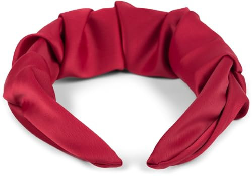 styleBREAKER Damen Haarreif mit schimmernder geflochtener Oberfläche in Rüschen Optik, Haarband, Haarschmuck 04027035, Farbe:Rot