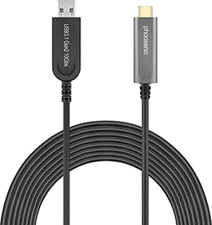 Cavo di prolunga in fibra ottica da USB A a C, USB 3.1 Gen2, 10 Gbps, 10 m, compatibile con Microsoft Azure Logitech Camera Aver & Vaddio & Barco ClickShare Touch Screen Kinect Oculus VR Intel