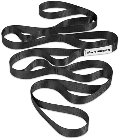 Trideer Stretching Strap Yoga Strap Physical Therapy for Home Workout, Exercise, Pilates and Gymnastics, 10 Loops Non-Elastic Stretch Bands with Aesthetic Packaging for Women & Men (Black)