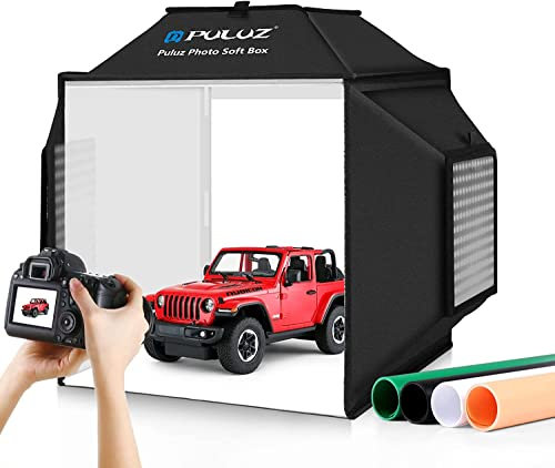 OBEST Tragbarer Fotostudio, 15,8*15,8 Dimmbares Photobox Lichtzelt Kit, CRI≥95, mit 3-seitigen LED-Lampenperlen (480 Stück) und Abnehmbarem Frontfenster
