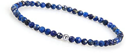 GD GOOD.designs Lapislazuli Armband Damen mit echten Natursteinen und 925 Silber Perle I Naturstein Armband aus facettierte 4mm Edelstein Perlen - Inkl. Geschenkbeutel