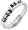 COOLSTEELANDBEYOND Double Brin - Bracelet en Cuir Entrelacé Homme - Blanc Véritable Cuir - Couleur Argent Charmes Acier