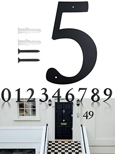 11 Inch Super Large House Numbers, Modern Address Numbers Elegant Black Finish Numbers Solid Metal House Sign for Door Plate for Home Gate Building Store Mailbox (5)