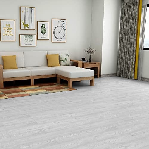 Pack of 36pcs Floor Planks Tiles 5.02m² Floor Planks Tiles Self Adhesive Wood Effect Vinyl Flooring Kitchen Bedroom (White gray)