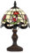 Clayre & Eef Tiffany Tischlampe Ø 18x30 cm Beige Rot Glas Kunststoff Blumen Schreibtischlampe Tiffany