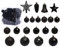 Fouriding Weihnachtskugeln 45pcs Kunststoff Christbaumkugeln Hängende Dekoration für Weihnachtsbaumschmuck (Schwarz)