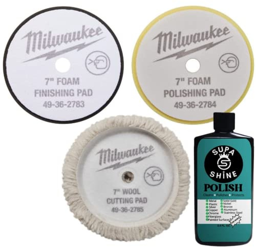 Milwaukee Buffer Polisher Car Buffers and Polishers Kit- Car Wax Buffer for Car Detailing- Buffer Pads- Polishing Pads- Buffing Pads Bundled w/Supa Shine Polish