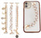WADORN 3pcs Beaded Cell Chain Charms, Pearl Phone Chain Decoration Lanyard Heart Beaded Phone Charm Strap Crystal Rhinestone Diamond Gold Chain Universal Mobile Finger Strap for Women