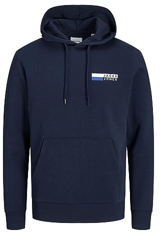 JACK & JONES Men's Jjecorp Logo Sweat Hood Play Noos Hoodie, Navy Blazer 1, S