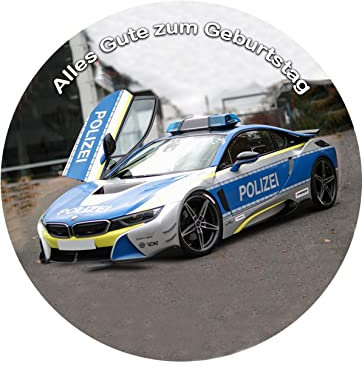 Tortenaufleger, Fondant, Wunschname, Tortenbild, Geburtstag, Polizei, Super Qualität, Ø 20cm, 06807