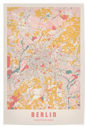 artboxONE Poster 30x20 cm Städte/Berlin Berliner Stadtplan - Bild Berlin City Map - Wanddekoration für Wohnzimmer, Schlafzimmer, Küche, Büro