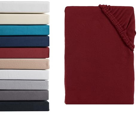 Hometex Premium Textiles Mikroflausch Boxspringbett Spannbettlaken | Spannbetttuch Teddyflausch 100% Mikrofaser | Oeko-TEX®Standard 100 - In vielen Größen und Farben | 180-200 x 200-220 cm Bordeaux