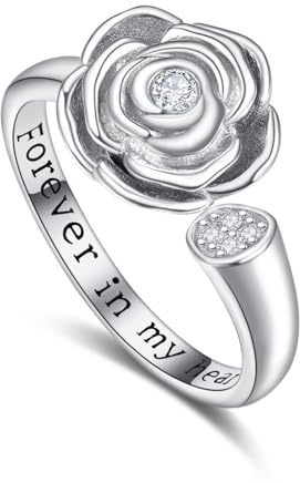 KINGWHYTE Asche Ring 925 Sterling Silber Mum Ring Asche Keepsake Kremation Schmuck für Asche Schmuck für Frauen Männer