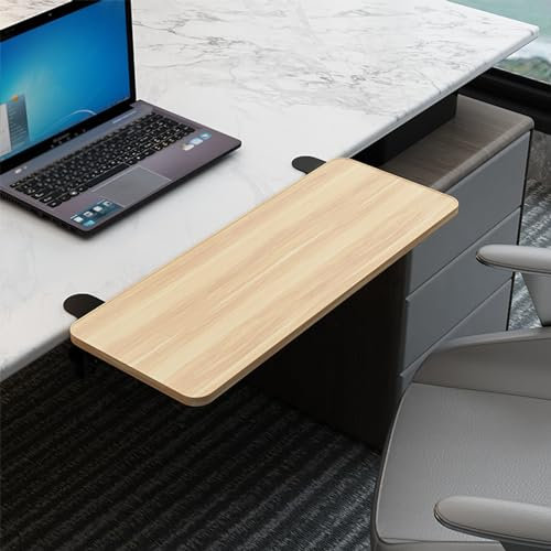 Porta Pc Scrivania Legno, Vassoio Tastiera Estraibile con Morsetto C, Estensione per Scrivania Prolunga per Scrivania da Computer, Supporto per Braccio Gomito (Color : Walnut Color, Size : 52cm)