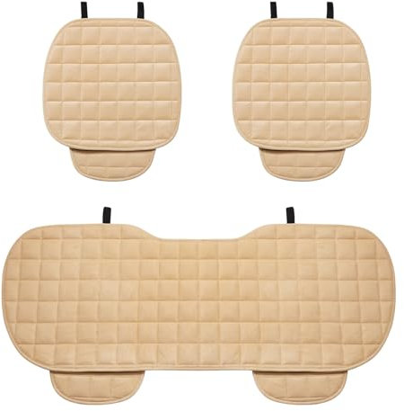 Aunaeyw Auto Universal Sitzkissen Warm Anti-Rutsch Sitzkissen Winter Atmungsaktiv Vorne Hinten Sitzkissen Warm Autositzschutz, beige, Einheitsgröße