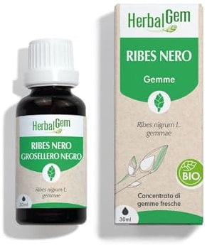 HERBALGEM - Macerato-Madre - Ribes Nero Bio - Integratore Alimentare Gemmoterapia Concentrata - Estratto di Gemme Fresche - Per Articolazioni, Muscoli - Vegano - 30ml