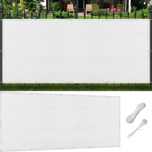 Sonnensegel inkl Befestigungsseile 55 x 140 cm Uv-Schutz Windschutz Sonnensegel Garten Segel Sonnenschutz Reißfest Meterware für Garten Balkon Terrasse Patio, Weiß