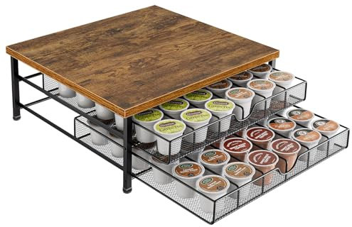 OCPO KITCHEN Kapselhalter-Kaffeekapseln Aufbewahrung für K-CUP, 2-Tier Kapselständer mit Schubladen, Schubladenbox zur Aufbewahrung von 72 Kaffeekapseln für Zuhause, Büro, Küche