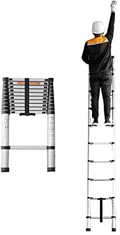 Telesladder Hochleistungs-Trittleitern mit Breiten Sprossen, einzelne gerade Dachbodenleiter/7,1 m/23,3 Fuß