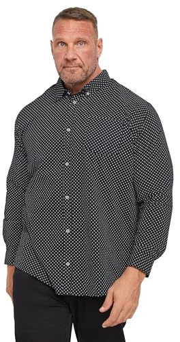 BadRhino Big & Tall Geometric Print Party Shirt - Men's - Plus Size Curve Black