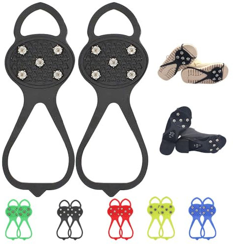 Universelle rutschfeste Greifer-Spikes,2025 Neu Spikes für Schuhe Winter,Steigeisen für Schuhe,Antirutsch Schuhspikes,Schuhkrallen mit Edelstahl Spikes (Schwarz-1Pair, Kind)