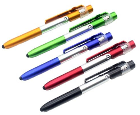 Muuoeou 10 Stück 4-In-1-Multifunktions-Kugelschreiber mit LED-Licht, Zusammenklappbarer Telefonhalter, Nachtlesegerät, Schreibstift, Büro, Schule