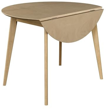 DAIVA CASA Orion 40 runder Tisch mit Drop Leaf – Küchen- und Esszimmermöbel aus massiver Birke – Mid-Century Modern Skandinavischer Stil – Klapptisch für kleinen Raum