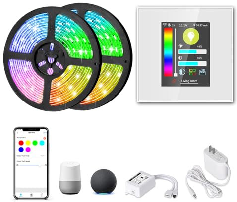 LANBON L8-HLS 32.8FT LED Strip Lights & Wall Control Switch Kit Work with Alexa/Google Home, WiFi RGB Light Strip with APP Remote/Music Sync/Color Changing/DIY Sence for TV Backlight/Kitchen/Bedroom