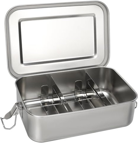 CulnCraz 1400 ml Edelstahl Lunch Box, Wasserdichte Bento-Box mit Fächer & Dichtungen für Schule, Arbeit, Picknick, Nachhaltige und Umweltfreundliche BPA-frei Brotdose für Studenten, Erwachsene