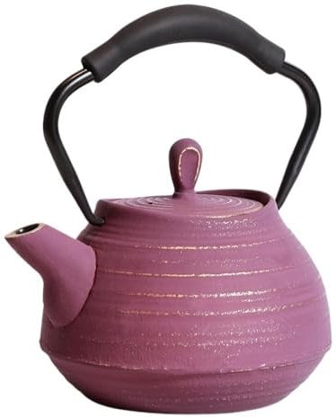 Traditional Cast Iron Teapot for Loose Leaf Tea Fast Boil Stovetop Safe Rust Heat Resistant Handle Durable Design Elegant Gift for Tea Lovers Ceremonial Brewing Indoor Outdoor Use(Pink)