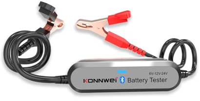 KONNWEI BK200 Testeur de Batterie Bluetooth 6V/12V/24V pour Voiture, Moto, Camping-Car – Moniteur Numérique avec Test de Tension, Résistance et CCA, Étanche IP67, Compatible Android & iOS