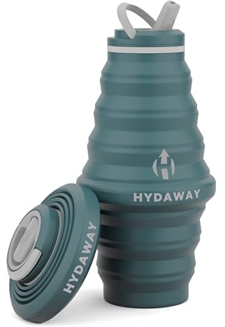 HYDAWAY Collapsible Water Bottle - 25oz I Reusable Water Bottle with Flip Top Lid for Travel, Hiking, Backpacking I Portable & Leakproof, Food-Grade Silicone, BPA Free, Collapses to 1.5”