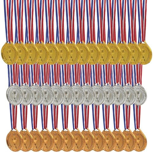 Duoleimi 40 Stück Olympiamedaillen, personalisierte Medaillen für Kinder, Fußballmedaille, Geburtstag, Ski, Sport, Belohnung, Mini-Olympiade, Durchmesser 3,8 cm