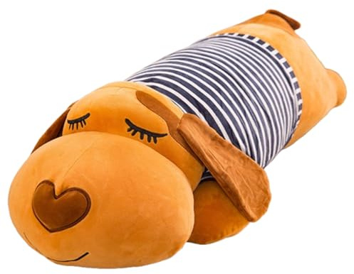Xiyocadt Kuscheltier Groß Plüschtier,Umarmen Kissen Niedliche Plüschpuppe für Geburtstag,großer liegender Hund Plüschtier Schlafkissen,langes Kissen Puppe Geschenk für Jungen und Mädchen (60cm,braun)
