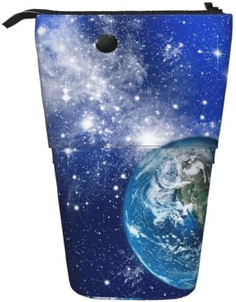 WOPQS Planet Galaxy, vertikales einziehbares Federmäppchen, College-Tasche, Schreibwaren, multifunktionale Aufbewahrungstasche