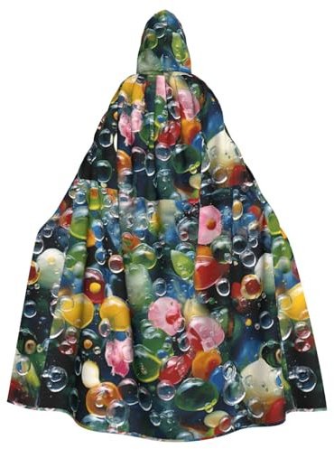WHJDPP Farbenfroher Kapuzenumhang mit Seifenblasen, bedruckt für Halloween, Erwachsene, super großer Kapuzenumhang ohne Reißverschluss