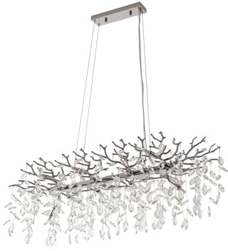 Lucande Pendelleuchte Bellora (Modern) in Chrom aus Kristall (10 flammig, G9) - Deckenlampe Esstischlampe Hängelampe Hängeleuchte Wohnzimmerleuchte